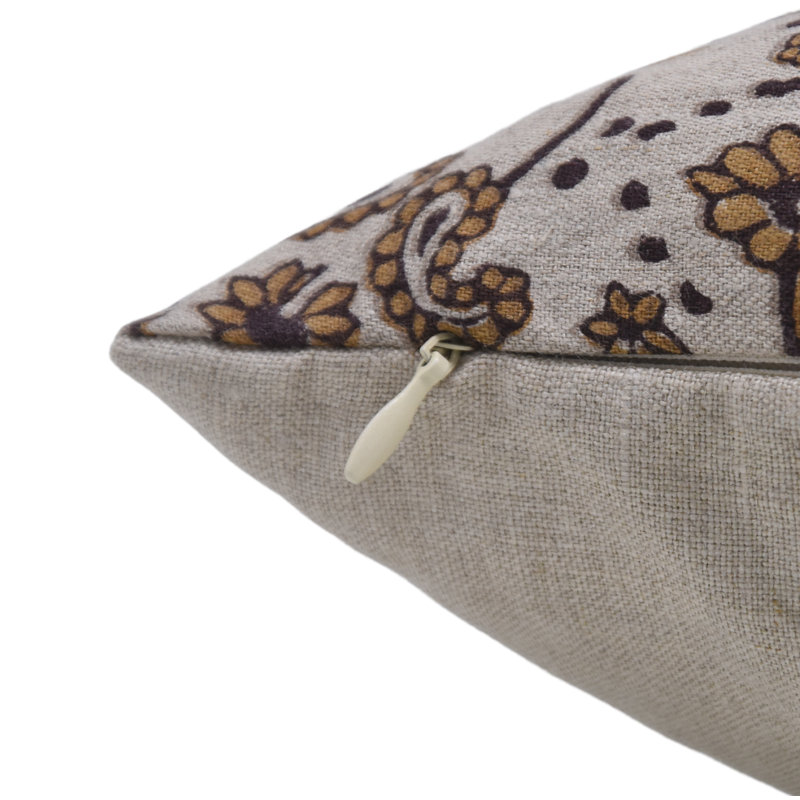 Housses de coussin en lin pur à motif Fabcline (Sajawat, moutarde), H 24 po x l 24 po