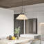 Luminaire suspendu moderne 1 lumière avec plafonnier en tissu blanc Lustre plissé rayé traditionnel pour chambre d'enfant Chambre à coucher Cuisine Hall d'entrée