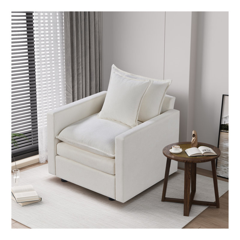 Canapé rembourré en tissu Chenille, White