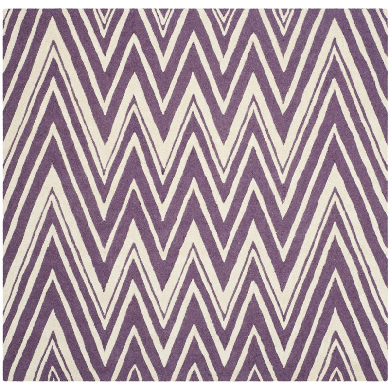 Sanyla Hand Tufted Wool Chevron Rug, Square 6'