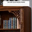 Bibliothèque entièrement sculptée en bois brun.
