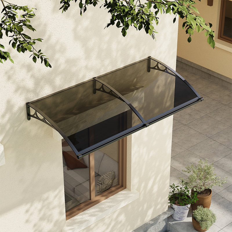 Dakota Fields Polycarbonate Cover Retractable Door / Window Awning, 23 "H x 200" W x 100" D