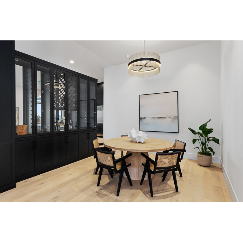 2 - Light Dimmable LED Geometric Chandelier, Black/Satin Nickel