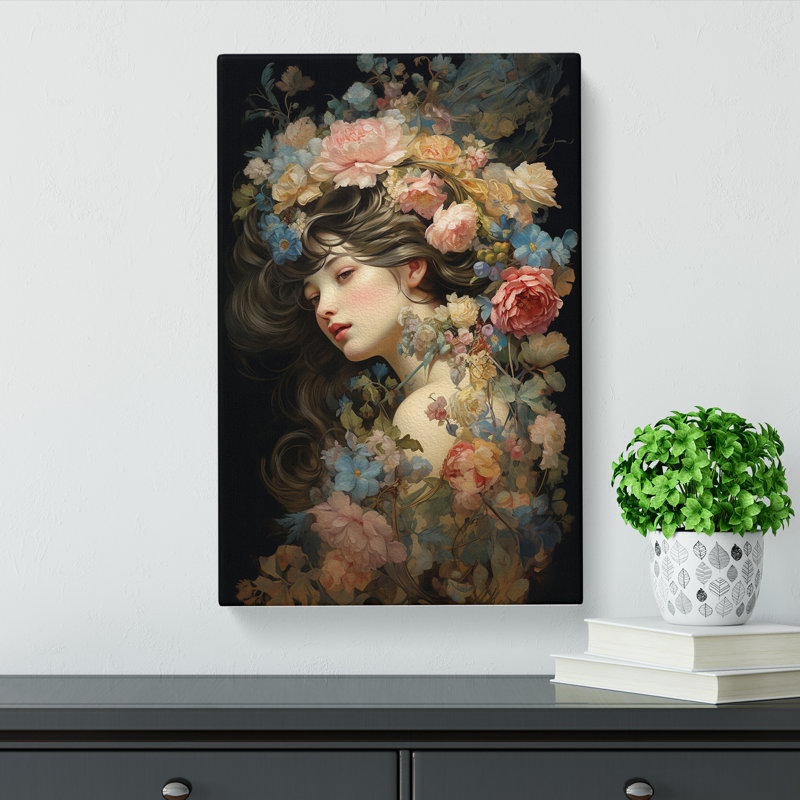 Floral Victorian - No Frame Print, 60cm H x 40cm W x 3cm D