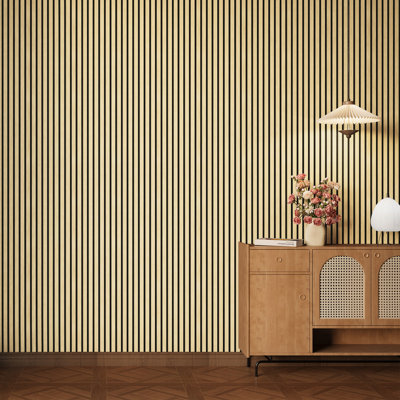 2 PCS 94"L x 24"W Acoustic Slat Wall Panels, Eco-Wood Look for Home/Office Wall & Ceiling (31.34 sq. ft.)
