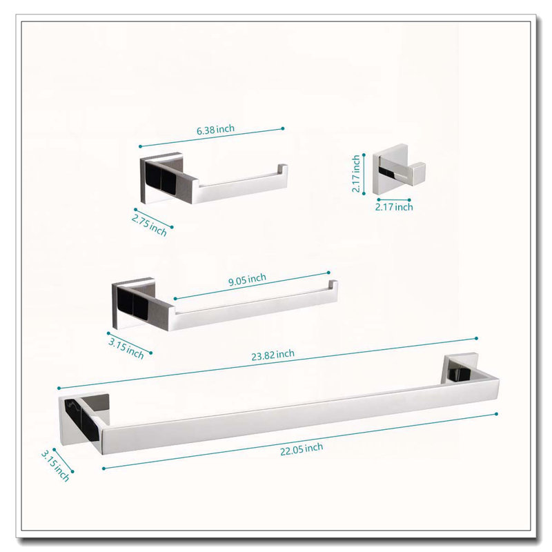 4-Piece Stainless Steel Bathroom Hardware Set, Chrome