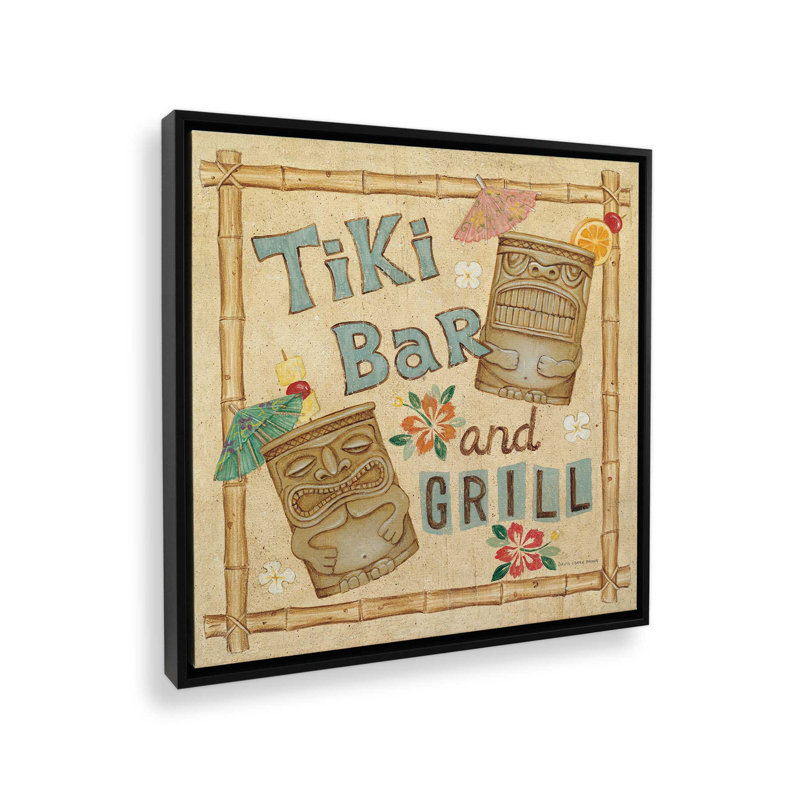 Impression sur toile Tiki Bar par David Carter Brown, H 20 po x l 20 po, Noir, Cadre flottant