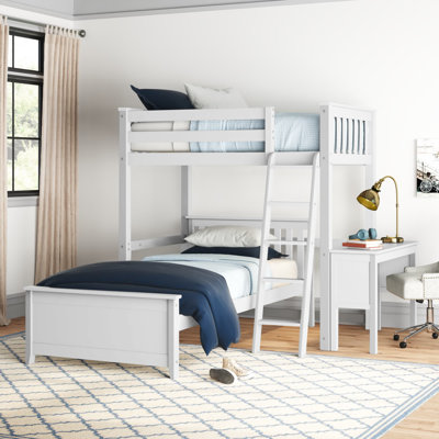 Amaia Solid Wood L-Shape Bunk Beds with Built-in-Desk by Viv + Rae