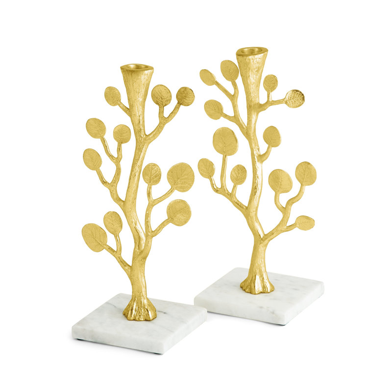 Botanical Leaf Candleholders, Gold