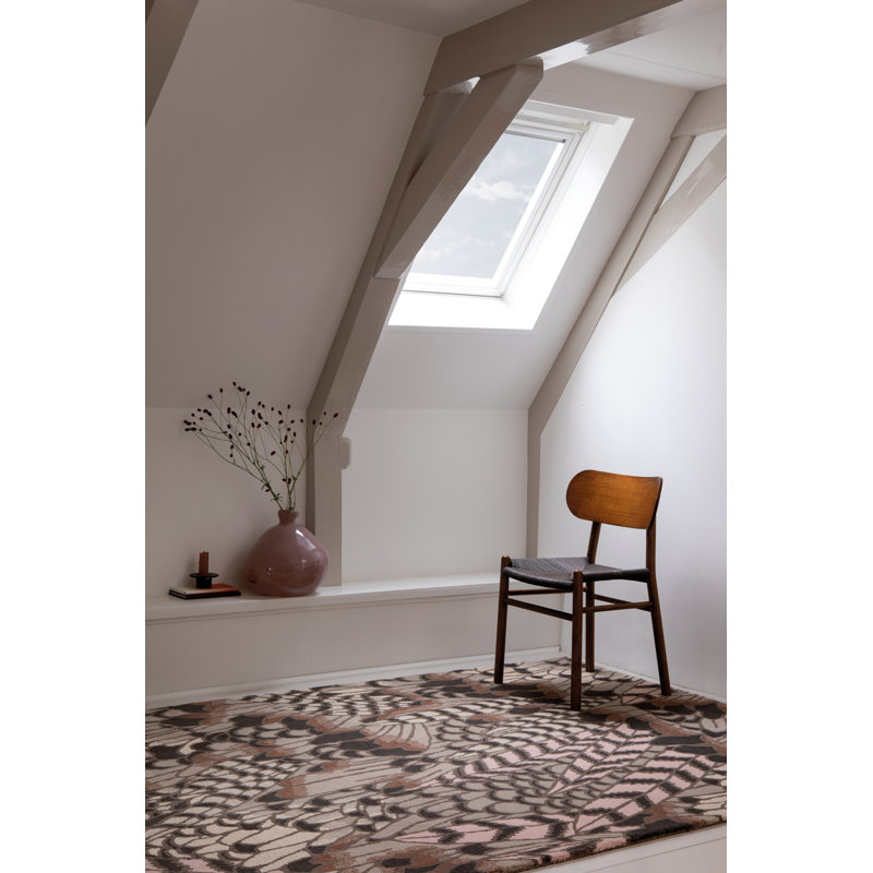 Handmade Rectangular Floral Wool Rug in Brown and Chocolate