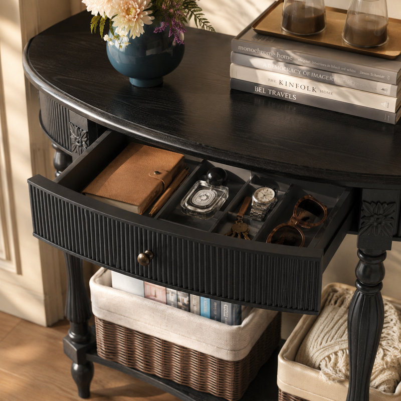 Console demi-lune Velmont, Noir