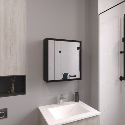 Armoire à pharmacie à miroir, une porte avec quatre tablettes intérieures