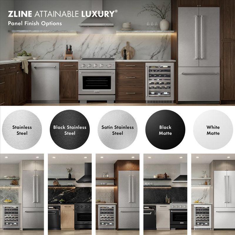 ZLINE 30" 16.1 cu. ft. Panel Ready Built-In 2-Door Bottom Freezer Refrigerator with Internal Water and Ice Dispenser