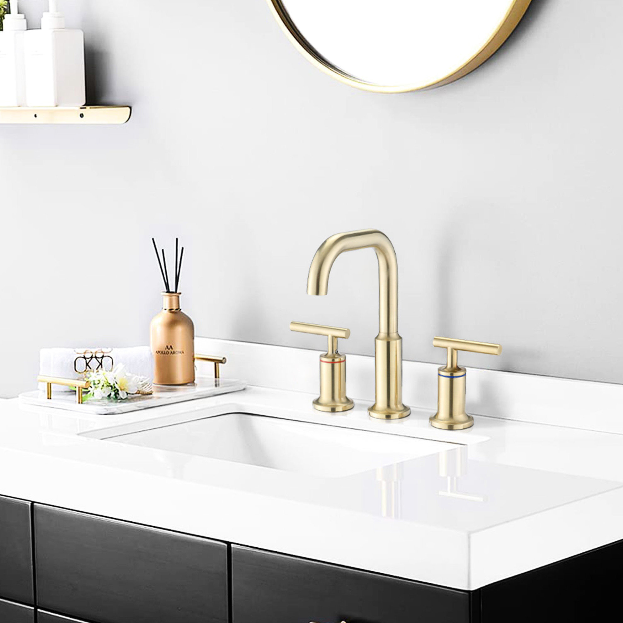 Vanity Tap Riser huibaoxiang 3 Hole Vanity Tap In Brushed Golden - , , Corrosion ...