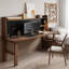 Bureau d'écriture rectangulaire en bois massif brun noisette, bureau d'ordinateur-1953534409