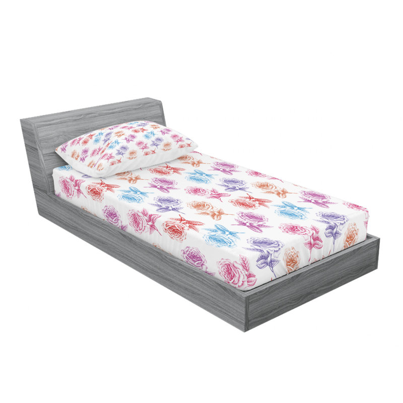 Ensemble de draps en micro-fibre, Ensemble de draps pour lit simple avec drap-housse, Floral à fleurs printanières