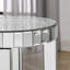 Table ronde à miroir avec incrustation de cristal, petit canapé moderne à 2 couches avec espace de rangement, table décorative argentée convenant au salon, à la chambre à coucher et au café