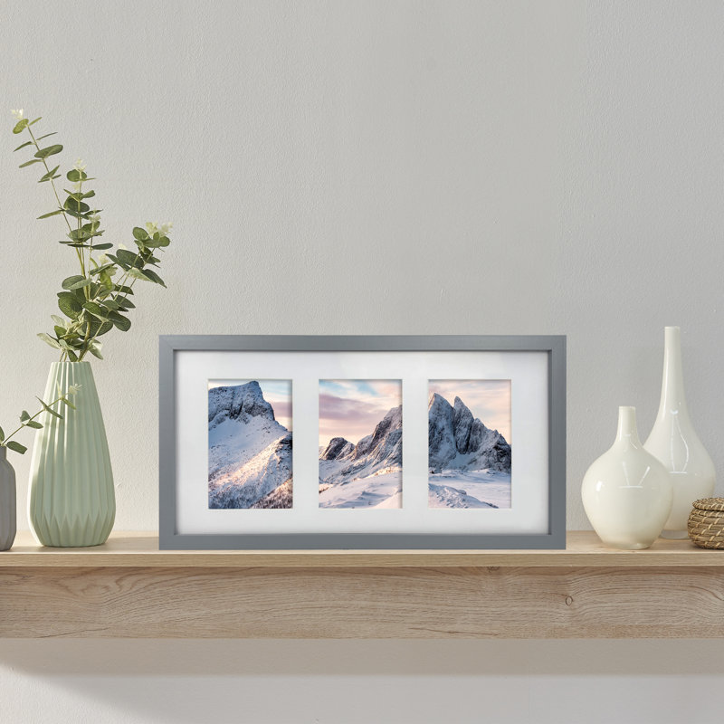 Domic Picture Frame with Mat, Grey