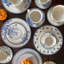 Ensemble de 4 assiettes à dîner en porcelaine os indigo rétro