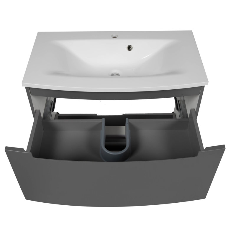 Julenny 22.5'' Single Bathroom Vanity with Acrylic Top with Mirror, Grey Matt