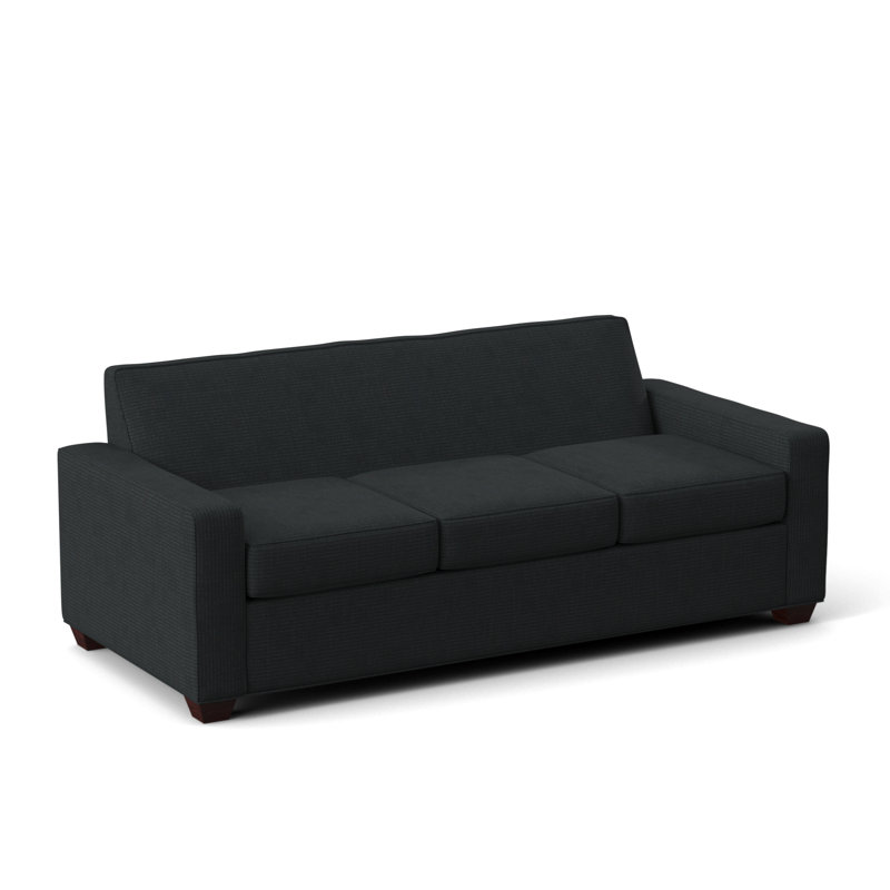 Avery 80" Square Arm Sofa with Reversible Cushions, Empire Mahogany, Ridgecrest Midnight