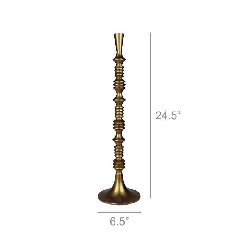 Bougeoir de table en laiton, H 24,50 po x l 6,5 po x P 6,5 po