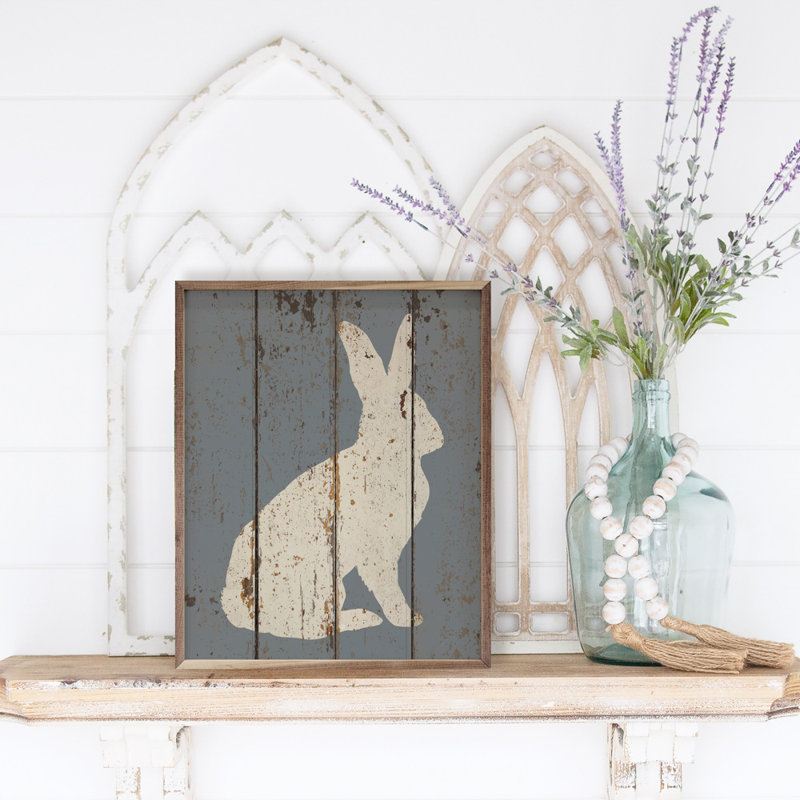 Lapin assis bleu, Bleu, H 10 po x l 8 po x P 1 po