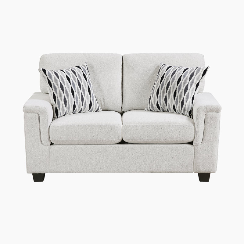 Causeuse en chenille moderne et contemporaine Maston de 60 po avec coussins réversibles, housses amovibles et 2 coussins décoratifs