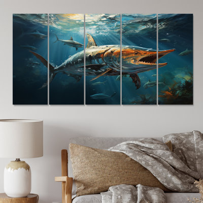 Fishing Majestic Marlins Jumping III Sports Wall Decor on Metal