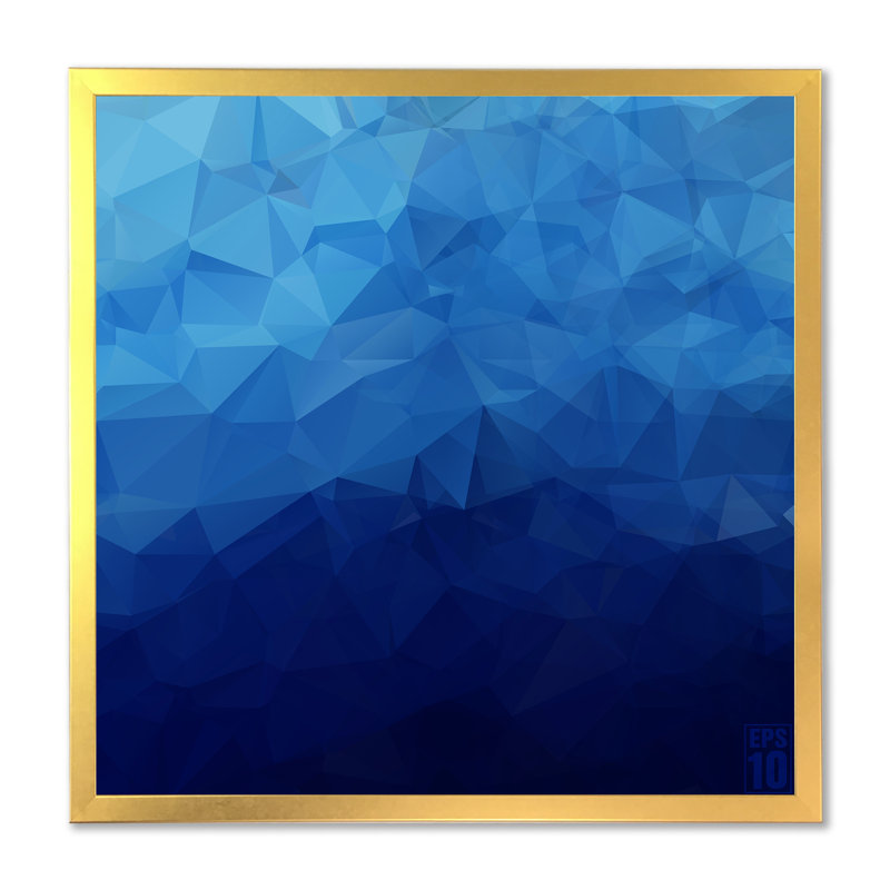 Abstrait géométrique de triangles - sur, H 16 po x l 16 po x P 1 po, Impression dorée sur toile encadrée