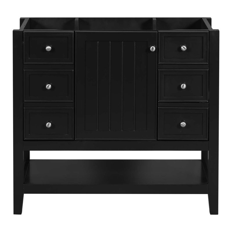 Meuble-lavabo moderne, une armoire et trois tiroirs, Noir, noir, noir, noir