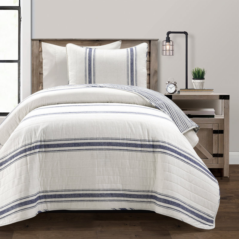 Ensemble d'édredon réversible en coton 3 pièces Apollo, Simple TG, Marine
