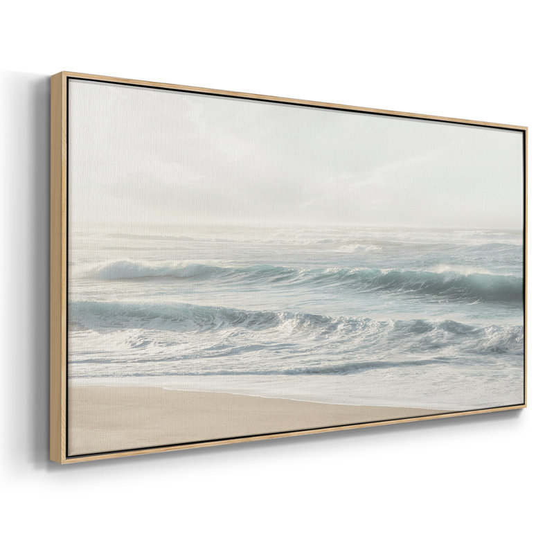 Douces vagues - Toile tendue avec châssis encadré - Prêt à accrocher, H 25 po x l 49 po, Naturel