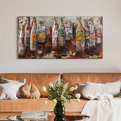 Colourful Bottles Hand Painted 3D Iron Wall Sculpture