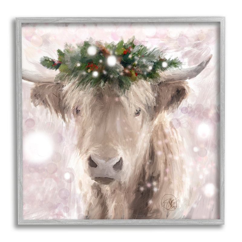 Motif de lueur rose abstraite de la couronne d'hiver par Sarah Butcher - Peinture, H 17 po x l 17 po x P 1,5 po