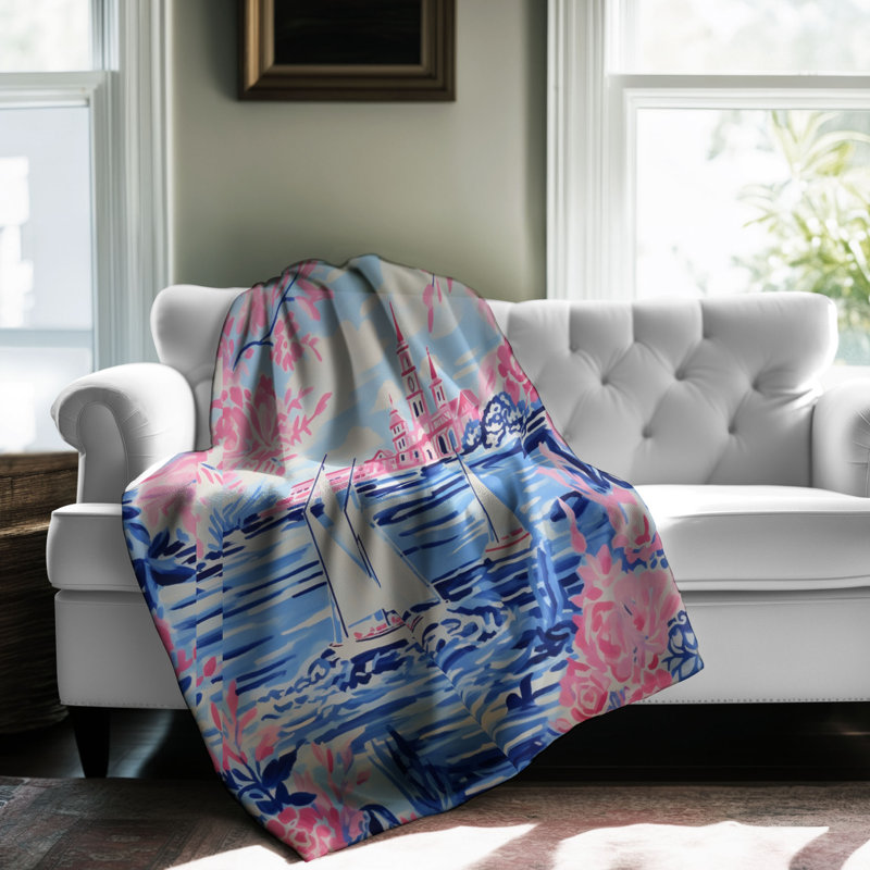 Motif de balise maritime - 1 pièce Sherpa Premium, L 50 po x L 60 po, Motifs de voiliers élégants