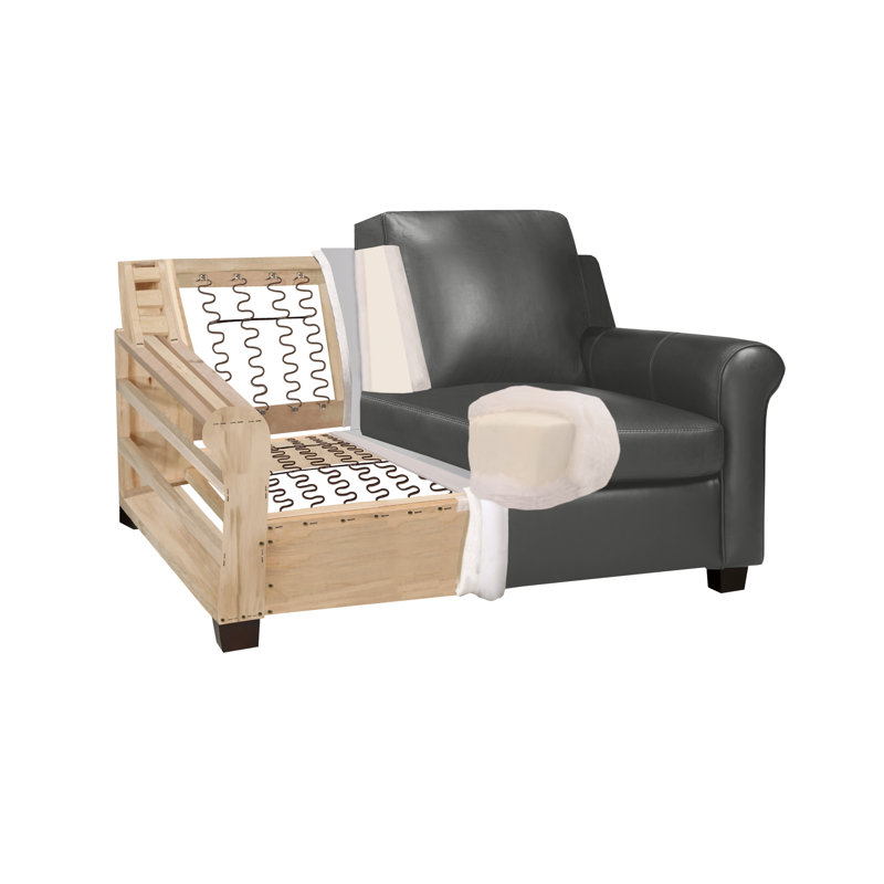 Canapé Ambrie, Cuir moka, H 36 po x l 58 po x P 37 po