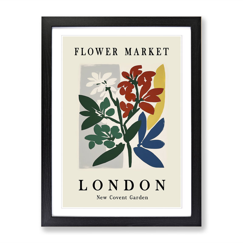 London Flower Market Exhibition No.3 - Single Picture Frame Print on Wood, 64cm H x 46cm W x 2cm D