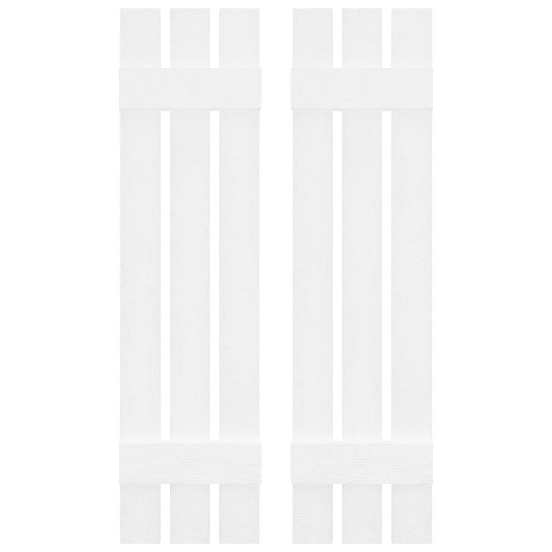 Builders Edge, paire de volets personnalisés à trois planches espacées, planche-n-lattes, 49 po, Blanc brillant