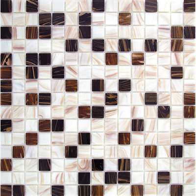  Carreau de mosaïque en verre lustré beige et brun Mingles 12 po x 12 po (paquet de 20 pieds carrés / caisse) (paquet de 20) 
