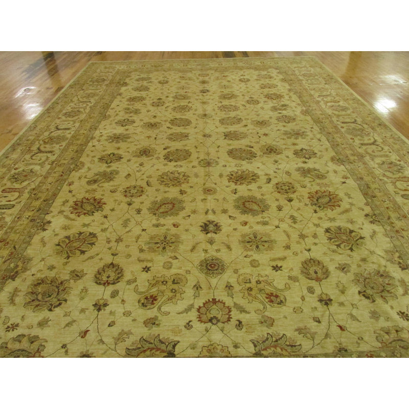 Tapis de zone en laine 15 pi 3 po x 23 pi 8 po one-of-kind noué la crème Huntingdon