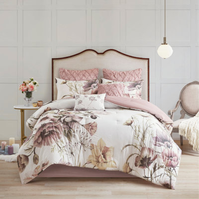 Ensemble d'édredon en coton 8 pièces rosé