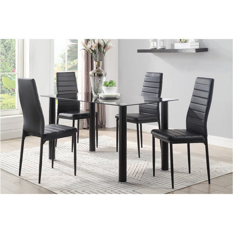 Ranulph 6 - Person Four Leg Dining Set, Black, 7 Piece
