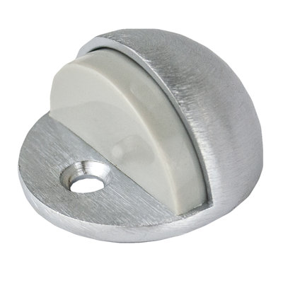 Brushed Chrome and Bright Brass Low Dome Floor Mounted Door Stop