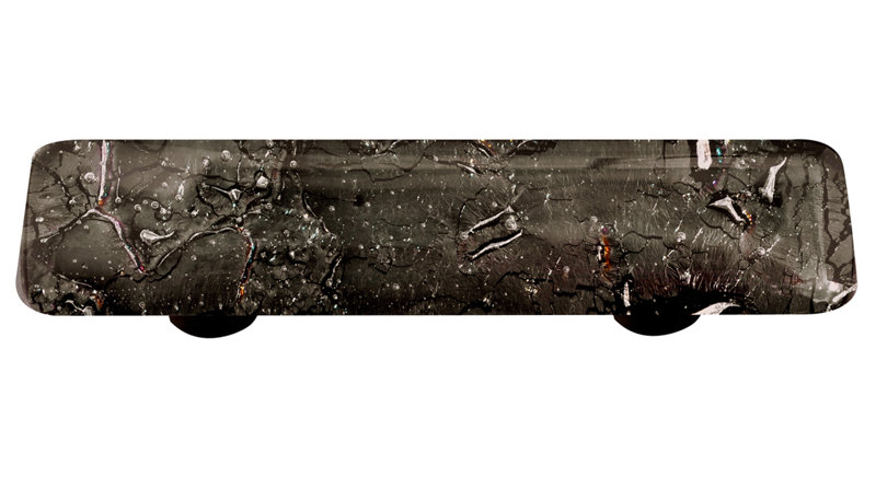 Modern Black Glass Bar Pull with Mounting Hardware