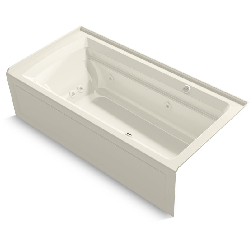 Archer 72-in X 36-in Integral Apron Whirlpool, Almond, Right