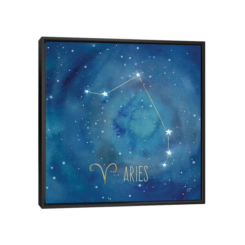 «Star Sign Aries», impression sur toile tendue, H 18 po x l 18 po x P 1,5 po, Toile avec cadre noir, Pas de tapis