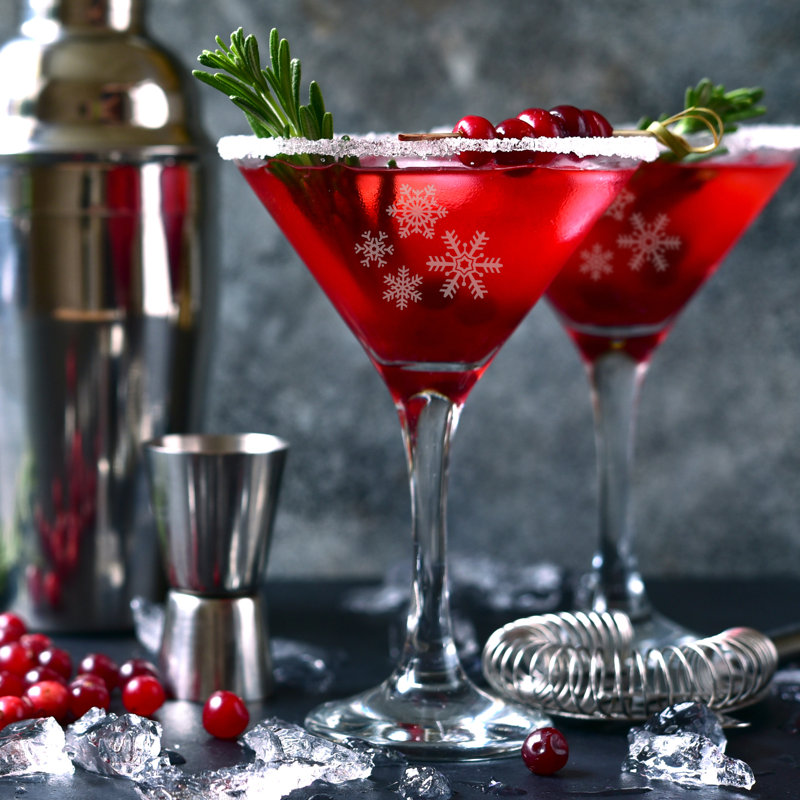 Verre à martini flocons de neige (ensemble de 2)