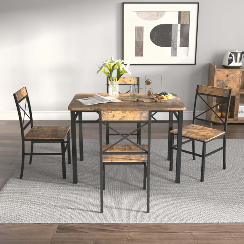 Ensemble de table de salle à manger pour 4 personnes, ensemble de table de salle à manger en bois avec chaises pour la cuisine et la salle à manger, ensemble de salle à manger compact pour les petits espaces