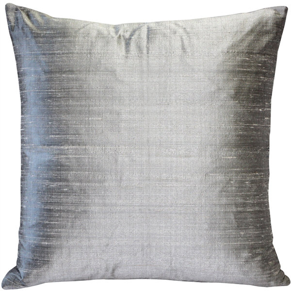 Sankara Silk Throw Pillow, 18" H x 18" W x 5" D, Silver